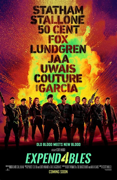 Buy Today, Watch Now! The Expendables 4 Movie. Stream the Official Movie Trailer. Starring Cast Jason Statham, Curtis “50 Cent” Jackson, Megan Fox, Dolph Lundgren, Tony Jaa, Iko Uwais, Andy Garcia and Sylvester Stallone. Reuniting as the team of elite mercenaries, a new generation of stars join the world’s top action stars for an adrenaline …